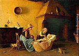 Gaetano Chierici Feeding the Baby painting